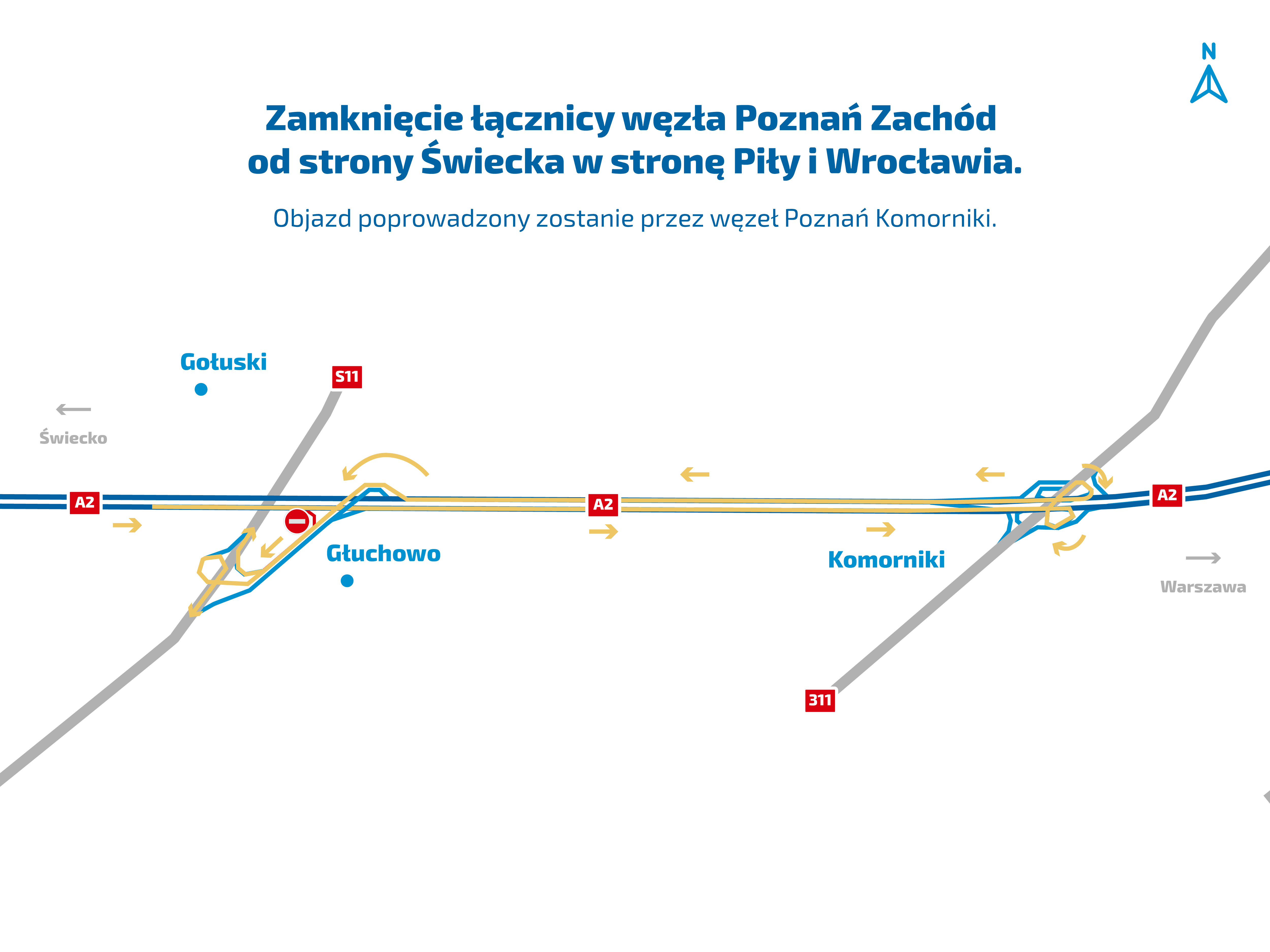 Remont nawierzchni – zamknięcie łącznicy zjazdowej na węźle Poznań Zachód w kierunku S5 i S11 od strony Świecka